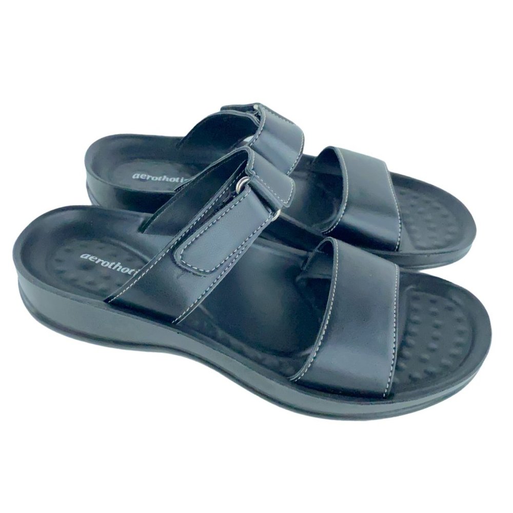 Aerothotic Rustic L0502 Womens Black Strappy Sandal Size W 9 EU 39 NEW - Picture 3 of 9